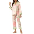 thumbnail image 1 of Conjunto de Pijamas de Seda para Mujeres con Mangas Largas y Pantalones de Satén M Rosa, 1 of 5