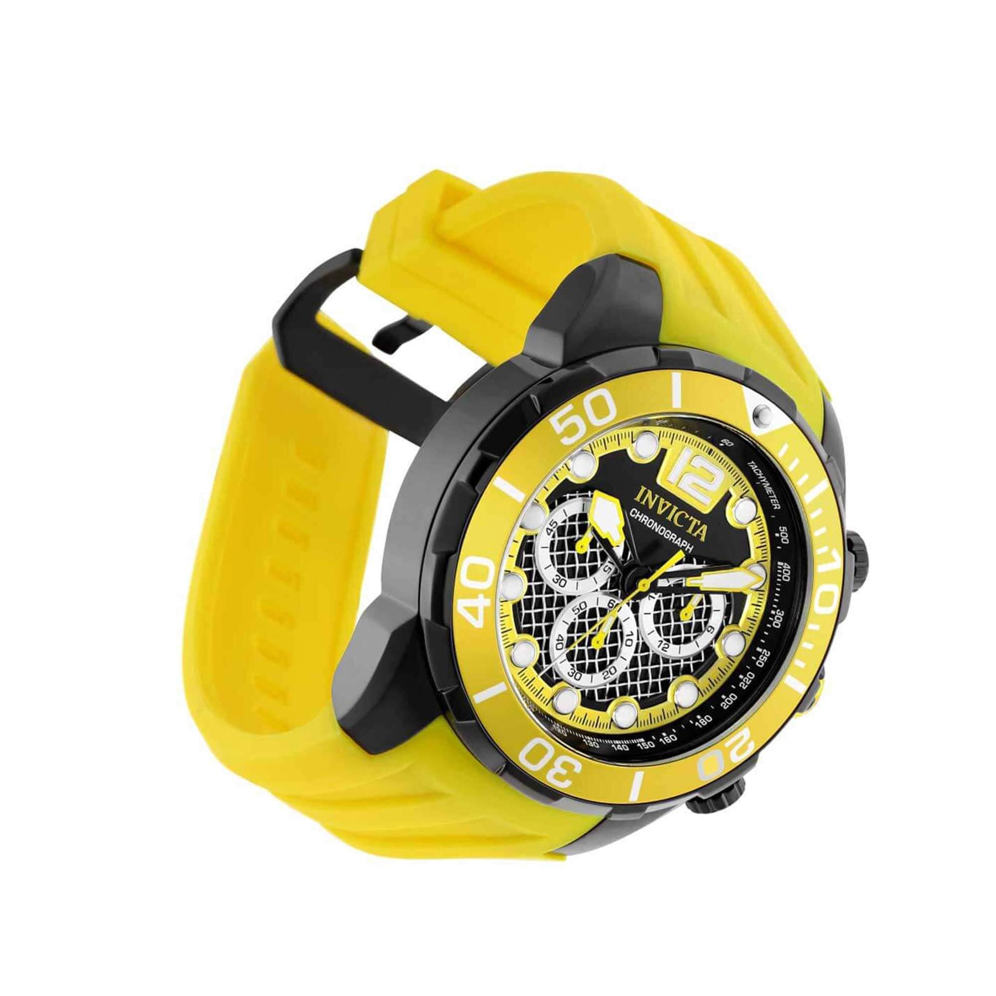Invicta 35552 Men's Pro Diver Gunmetal Case Yellow Strap Watch