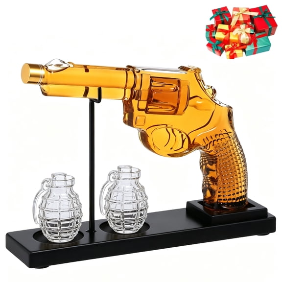 Whiskey Decanter Set with 2 Glasses & Stand, Glass Liquor Dispenser, Unique Whiskey Gifts for Men, Husband, Dad, Home Bar Accessories