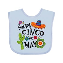Inktastic Happy Cinco de Mayo- Sombrero, Cactus, Flowers Boys or Girls Baby Bib