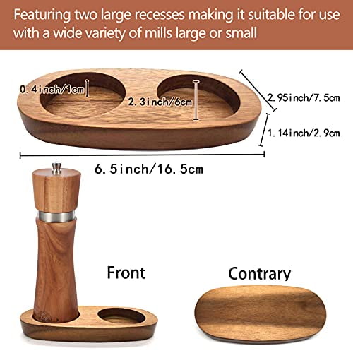 Salt and Pepper Mill Tray,Acacia Wood Tray,Pepper Mill Holder & Rest