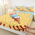 thumbnail image 4 of Castle Fairy Baseball Sport King Sheets 4pcs, Blue Ice Cream Drip Bedding, Brown Pink Yellow,1 Fitted Sheet, 1 Flat Sheet and 2 Pillowcases, 4 of 6