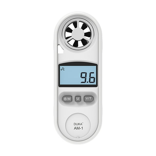 DUKA DUKA AM-1 Digital Anemometer with LCD Backlight, Wind Speed & Temperature Tester, IP67 Waterproof, Multi-Unit Switch, Wind Chill Alert, Auto Shutdown, Includes CR2032 Battery