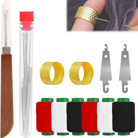 37Pcs Sewing Tool Set, Sewing Kit for Beginners with Storage Bag,Steel Needles,Seam Ripper, Needle Threaders,Thimbles, Polyester Threads,Portable DIY Hand Sewing Set for Mending Clothes and Craft