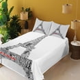 thumbnail image 2 of Ambesonne Black White Fitted & Top Sheet Set with Shams, Paris France Tour, Black White, 2 of 5