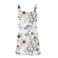 thumbnail image 5 of Women Summer Romper Casual Elegant Floral Print Tank Top Short Jumpsuit with Pocket Zip Back Tie Knot Front Loose Outfits, White, XL, 5 of 5