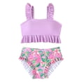 thumbnail image 3 of Toddler Swimsuit Fashion Hawaiian Little Girls' Swimwear Breathable Two Piece Criss Cross Bathing Suits for Girls 7-16 Years, 3 of 9
