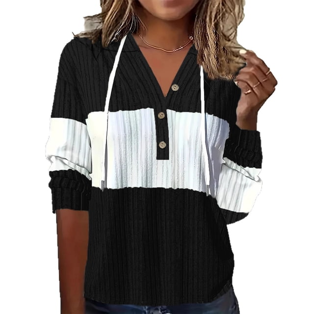 cfhntfmh Sweatshirt for Women Fall Fashion Outfits Casual Long Sleeve Henley Neck Pullover Tops Button Winter Clothes