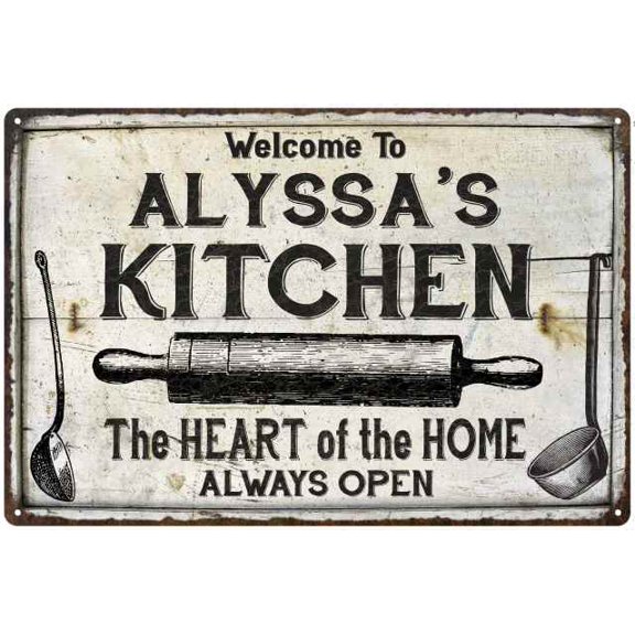 ALYSSA'S Kitchen Farmhouse Sign Gift 8x12 Metal 108120033451