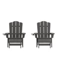 thumbnail image 2 of BizChair HDPE Adirondack Chair with Cup Holder and Pull Out Ottoman, All-Weather HDPE Indoor/Outdoor Lounge Chair in Gray, Set of 2, 2 of 12