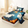 thumbnail image 2 of Manfei Forest Ghost Pumpkin Twin Sheets for Kids, Watercolor Fall Halloween Bedding, 3 Pieces, 1 Flat Sheet, 1 Fitted Sheet and 1 Pillowcase, 2 of 6