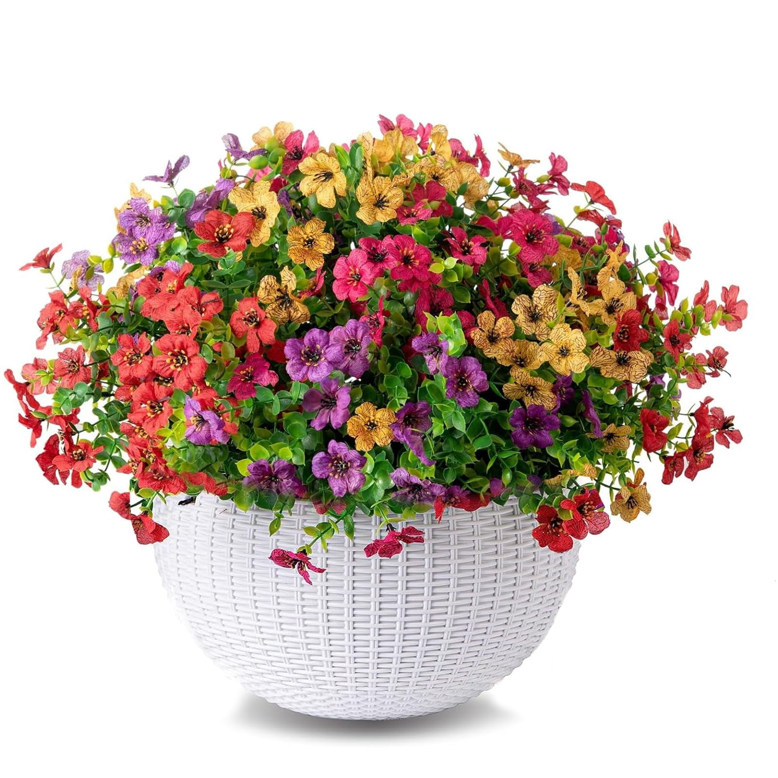 Lyacmy 24 Bundles Artificial Flowers for Outdoors, UV Resistant Fake Outdoor Flowers Plants for Outside Home Garden Porch Patio Yard Decor