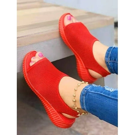 

Summer Women Shoes 2022 Mesh Fish Platform Shoes Women s Closed Toe Wedge Sandals Ladies Light Casual Sandals Zapatillas Muje