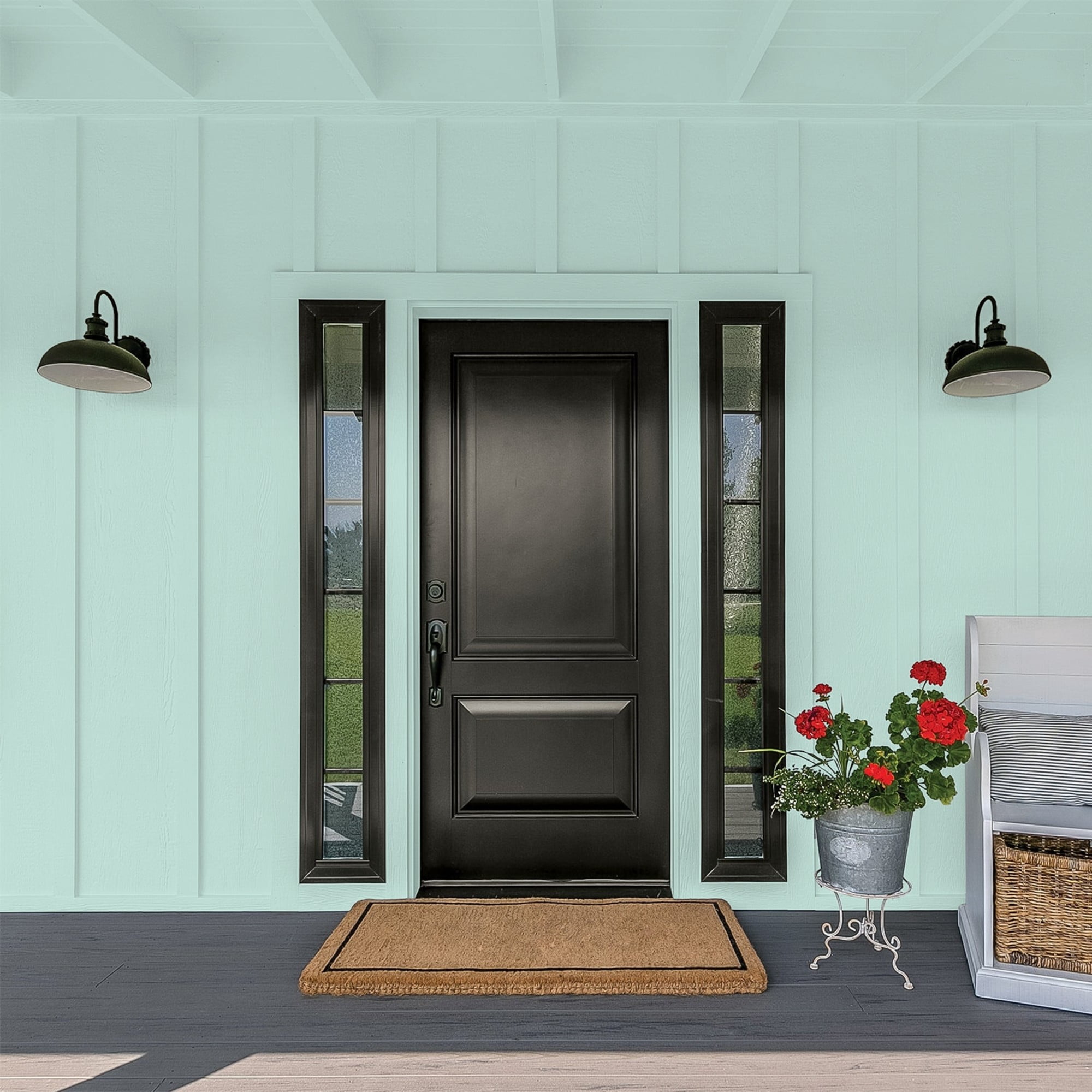 Glidden HEP Copenhagen / Green Flat Exterior Paint with Primer, 1 Gallon