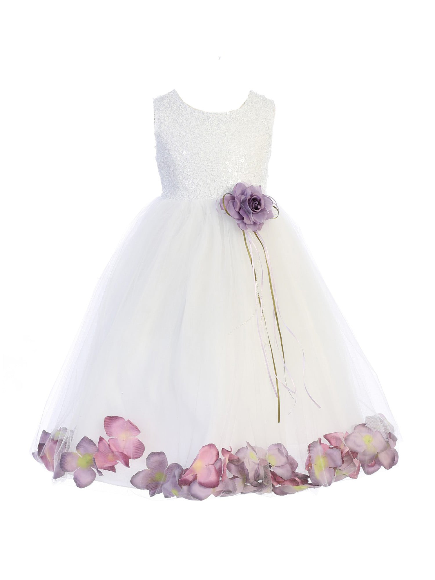 AkiDress Bubble Pick Up Floor Length Flower Girl Dress for Big Girl
