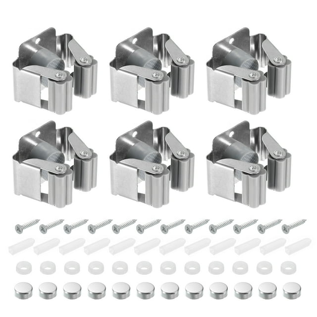 Soporte de Pared para Fregona y Escoba 6 Piezas Acero Inoxidable 304 Gris Unique Bargains