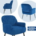 thumbnail image 2 of Holiway Accent Chair Flannel Upholstered with Metal Legs, Modern Sofa Chair for Bedroom/Office, Blue, 2 of 12