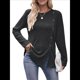 thumbnail image 1 of Tops de Larga para Mujer, Túnicas, Botones, Abertura Frontal Negro y Gris L, 1 of 9