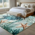 thumbnail image 5 of Teal Sea Turtle Coastal Area Rugs 5x8 for Living Room, Nautical Summer Beach Starfish Non Slip Washable Rug Runner, Low Pile Indoor Floor Carpet Mat Bathroom Rugs for Bedroom, Kids Room, 5 of 9