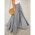 thumbnail image 6 of Gingham Plaid Maxi Skirt for Women – A Line High Waist Long Summer Skirts Casual Trendy Black L, 6 of 7