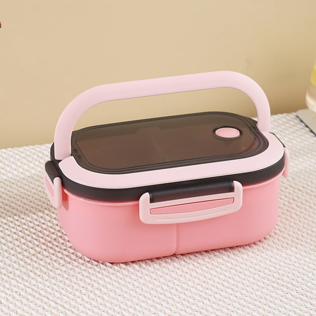 Boîte à Lunch Compartimentée à Double Couche - Boîte Bento Compatible Micro-Ondes, Récipient Repas Étanche, Plastique et Silicone, Pour, Rose, JKODE