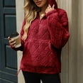 thumbnail image 2 of UAMVSH Women Fuzzy Fleece Oversized 1/4 Zipper Fluffy Hooded Sweatshirts Warm Winter Long Sleeve Plush Pullover with Pockets(XX-Large,Wine), 2 of 3