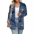thumbnail image 3 of WTOBBY Women's Halloween Printed Cardigan Sweater Lightweight Open Front Long Sleeve Casual Loose Thin Cover Up With Pockets Fall Fashion Top,Light Blue 2XL, 3 of 4