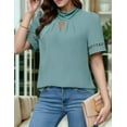 thumbnail image 4 of Women'S Summer Tops Dressy Casual Short Sleeve Blouses Elegant Shirts Green XL, 4 of 5