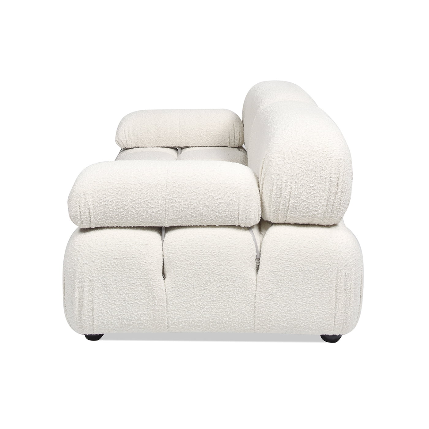 Marcel 72.5" Bubble Modular Modern 2-Piece Loveseat Sofa, Ivory White Boucle