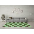thumbnail image 3 of Ahgly Company Machine Washable Indoor Rectangle Checkered Turquoise Blue Modern Area Rugs, 2' x 4', 3 of 4