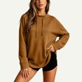 thumbnail image 5 of Women's Oversized Drawstring Hoodies Mock Neck Long Sleeve Curved Hem Pullover Soft Lightweight Tunic Sweatshirt Fall Fashion Tops Brown, 5 of 9