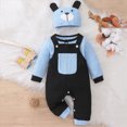 thumbnail image 2 of UAYOTSE Baby Boys 3 Piece Bear Outfit Ribbed Bodysuit Overalls Hat Infant Fall Clothing Size 9-12 Months, 2 of 8