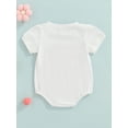 thumbnail image 4 of Baby Girls Summer Casual Outfit White Short Sleeve O Neck Letter Print Romper/T-shirt, 4 of 8