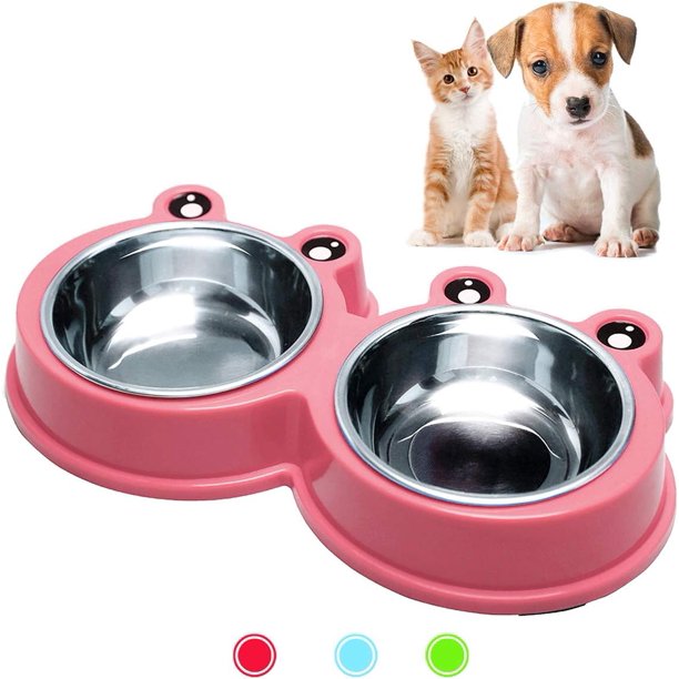 Cuenco de acero inoxidable duradero para perros, comedero para agua y comida, diseño antideslizante, tapete de silicona resistente, diseño antideslizante que evita resbalones para perros o