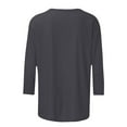 thumbnail image 3 of TQWQT 3/4 Length Sleeve Shirts for Women 2024 Casual Summer Blouses Crewneck Solid Color Cute Tops Loose Fit Pullover Gray XL, 3 of 5