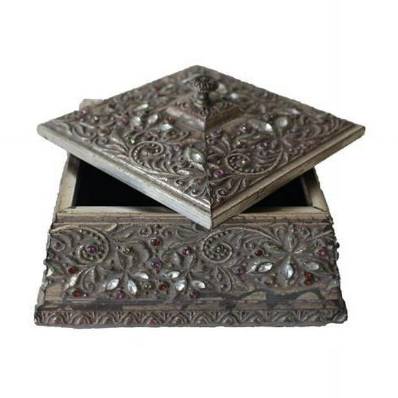 Jeco HD-HAB001-L Square Pattern Wood Box, Brown - Large