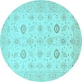 thumbnail image 1 of Ahgly Company Indoor Round Persian Light Blue Traditional Area Rugs, 8' Round, 1 of 4