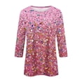 thumbnail image 5 of Fabrcox S-5xl Christmas Tree Printed Womens Graphic T Shirts Xxl Plus Size 3/4 Sleeve Tops Round Neck Holiday Tunic Lightweight Basic Tops Pink 4XL, 5 of 6