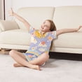 thumbnail image 3 of FORMRS Kids Short Sleeve Top and Pants Pajama Set Unisex Satin 2-Piece Sleepwear, Sizes 5-6Y, Purple Clouds, 3 of 8
