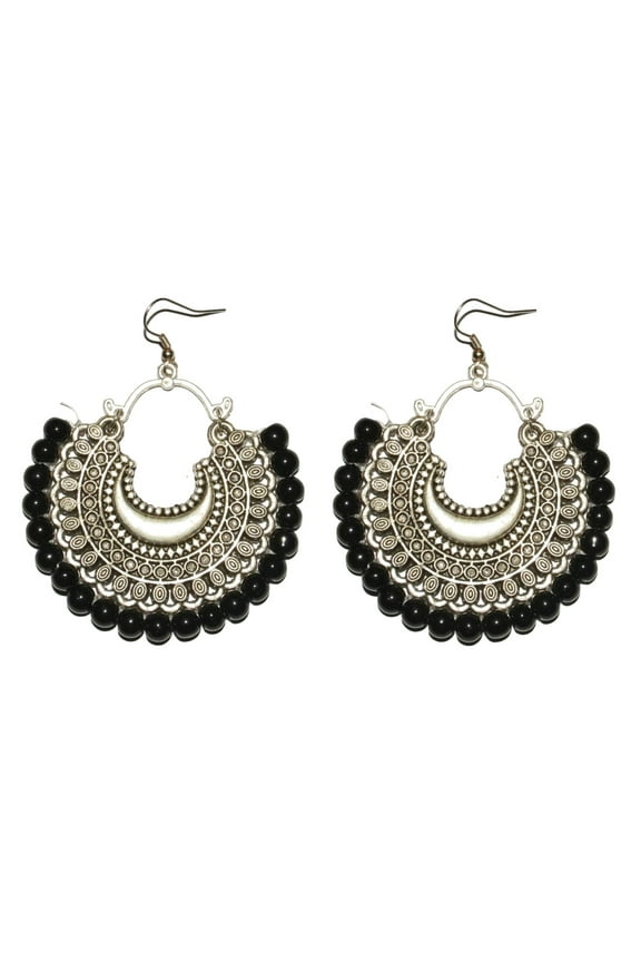 Oxidized Gold Bollywood Traditional Indian Bohemian Boho Vintage Antique Ethnic Gypsy Tribal Afgani jewelry Black Beads Earrings for Women