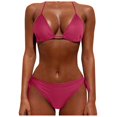 thumbnail image 2 of Women's Triangle Bikini Two Piece Halter Tie Side Bathing Suit Adjustable Halter Neck for a Custom Fit Side Ties Elongate Legs and Flatter Hips Pink XL, 2 of 3