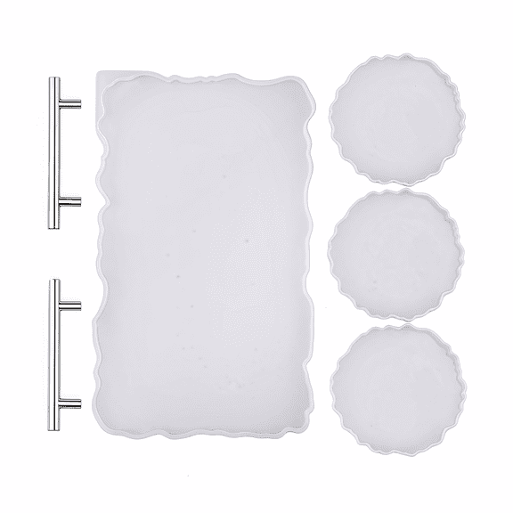14" Resin Silicone Tray Mold   3 Coaster Molds Set | Flexible Silicone for Epoxy Agate, Serving Boards, DIY Crafts