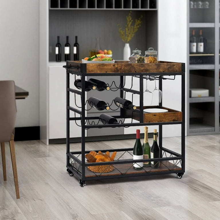 Large Bar Cart for Home Kitchen Baker s Rack with Removable Tray