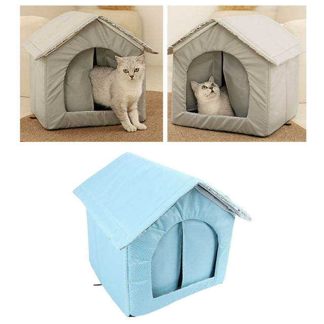 Grande Maison pour Chat Extérieure Imperméable avec Abri Isolé pour l'Hiver, Maison pour Animaux Fermée Résistante aux Intempéries pour Voyage, Activités et Confort
