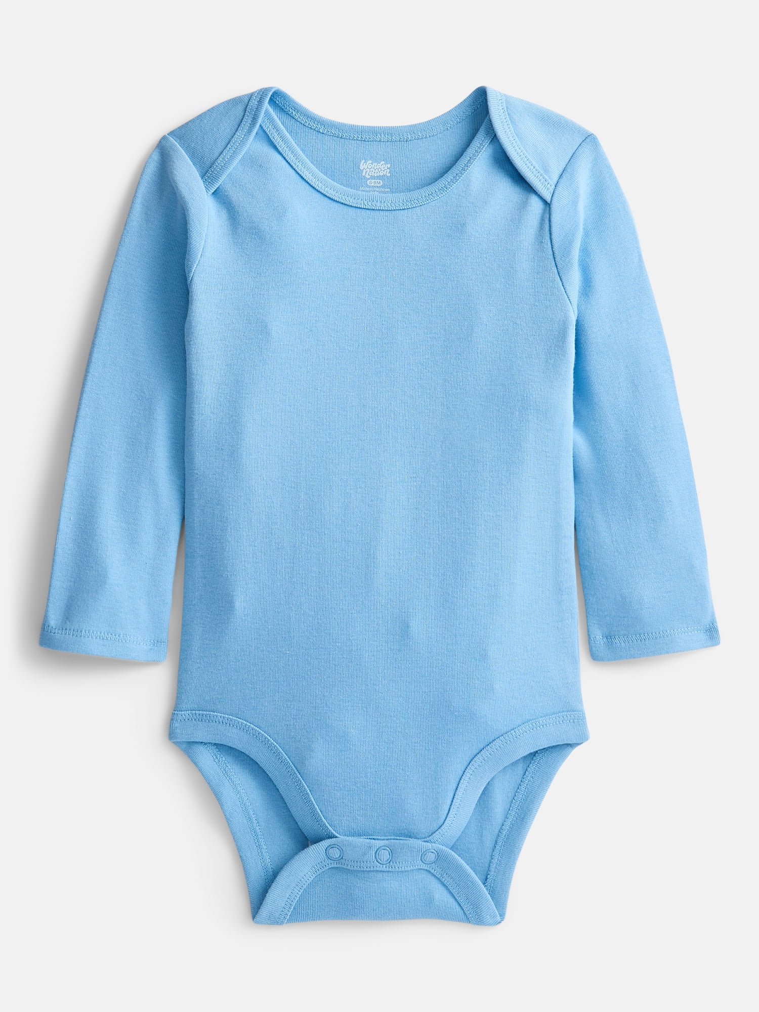 Wonder Nation Baby Boys' Solid Bodysuit with Long Sleeves, 3-Piece, Sizes 0M-24M