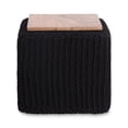 thumbnail image 2 of Loft Lyfe Fils de Coton 3-en-1 Pouf/pouf/table d'Extrémité, Noir, 2 of 7
