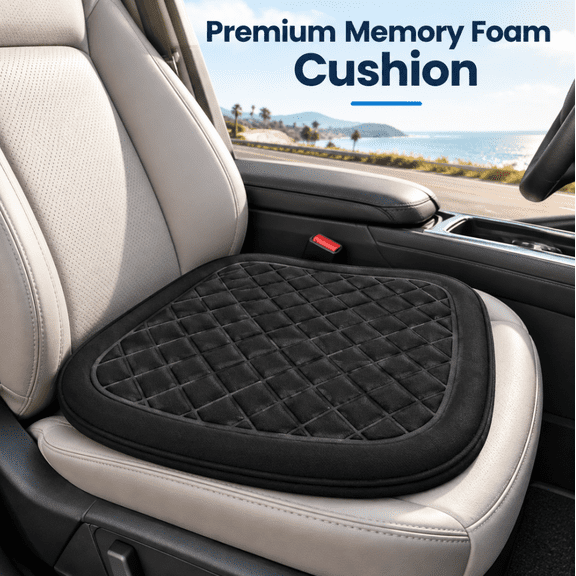 Memory Foam Car Seat Cushion – Ergonomic Seat Cushion for Driving, Office & Long Commutes, Pressure Relief & Comfort Support