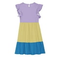 thumbnail image 5 of AINIYS Girls Color Block Short Sleeve A-Line Dress With Crew Neck And Hidden Back Zipper Flowy Skirt For Casual Daily And Spring Outing Yellow 11 Years, 5 of 8
