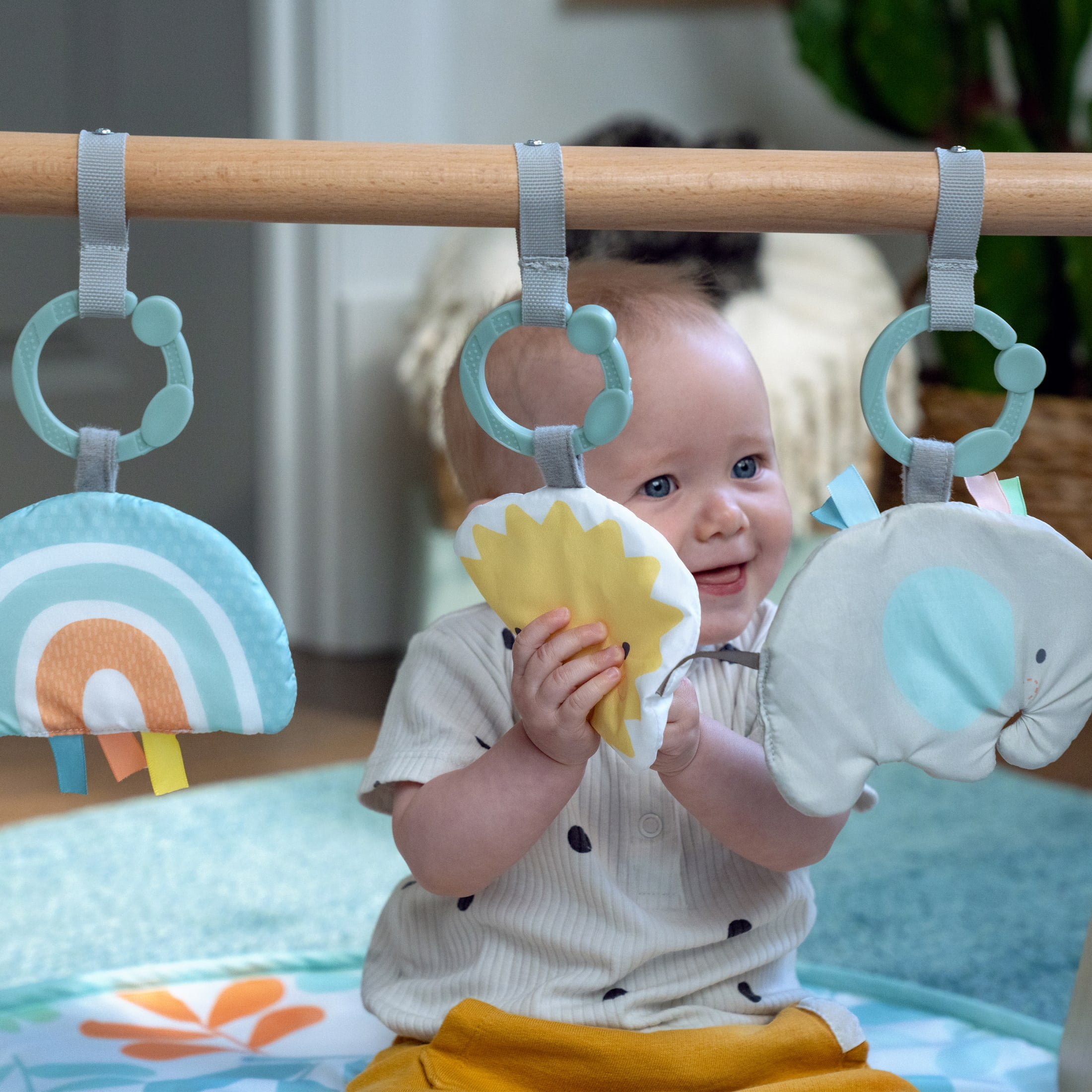 ity by Ingenuity Sun Valley Wooden Toy Arch & Play Mat, For Ages 0-36 Months