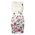 thumbnail image 5 of VSSSJ Women's Summer Sleeveless Ruched Bodycon Irregular Hem Mini Dresses Slim Fit Round Neck Casual Floral Printed Tank Dress, 5 of 5